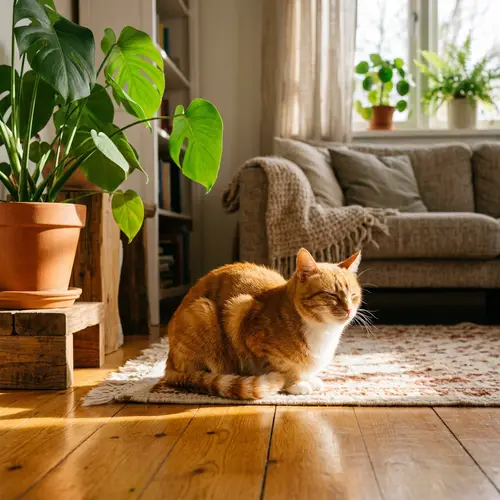 Silky Orange and White Domestic Cat in Cozy Living Room