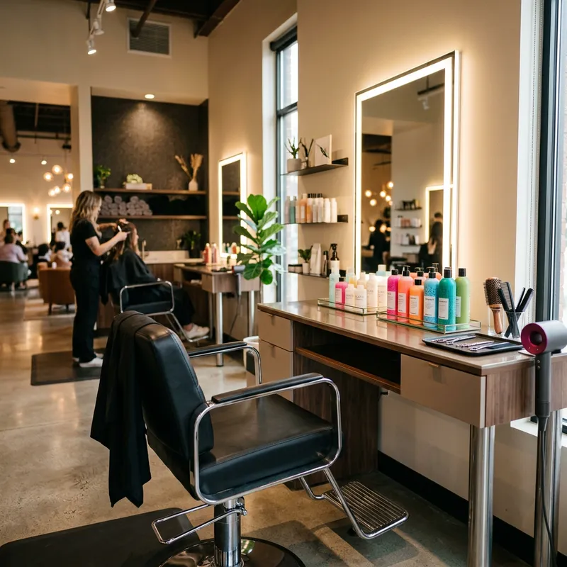 Modern Beauty Salon Barber Chair with Backlight & Mirrors