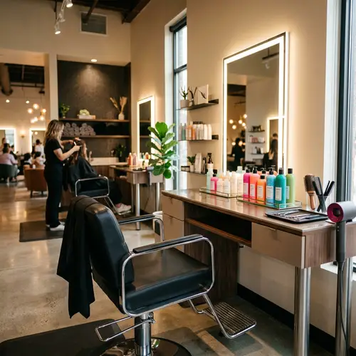 Modern Beauty Salon Stylist's Chair & Hair Products