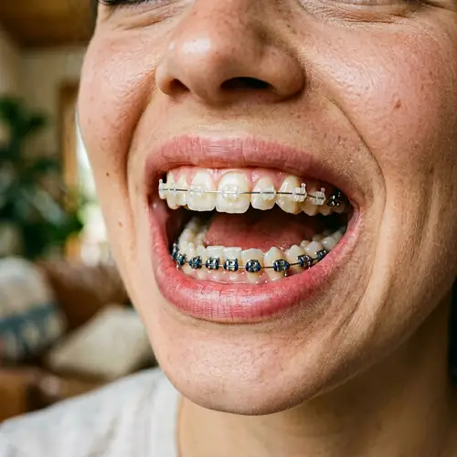 Youthful Smile with Braces: Close-Up Portrait