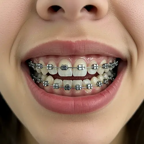 Youthful Smile with Braces: Close-Up Portrait
