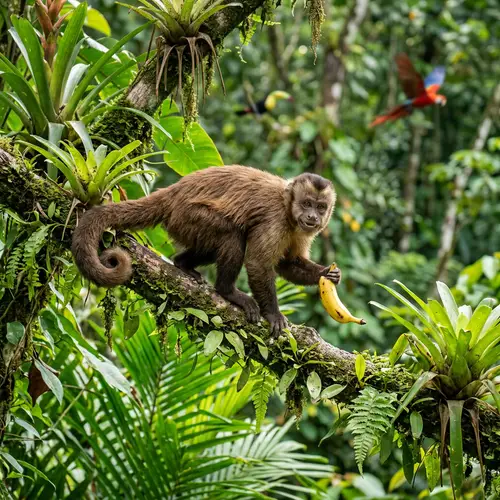 Playful Monkey in Tropical Rainforest | Wildlife Scene
