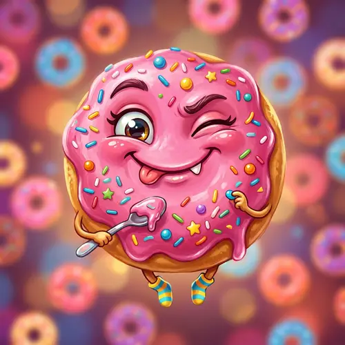 Colorful Playful Donut Cartoon Illustration