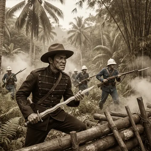 Filipino Military Officer Battling Colonial Soldiers in 19th Century