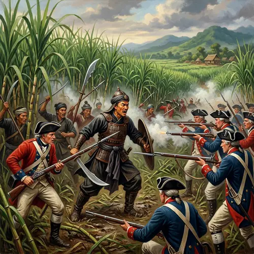 Historical Battle Scene: Asian General vs European Forces