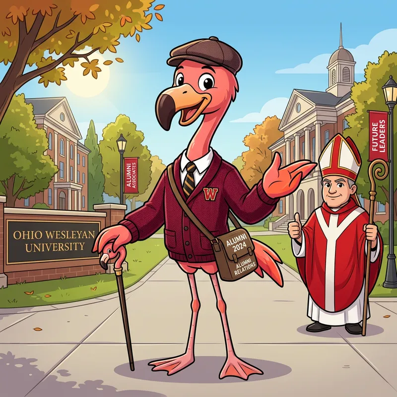 Flamingo Mascot for Ohio Wesleyan Alumni