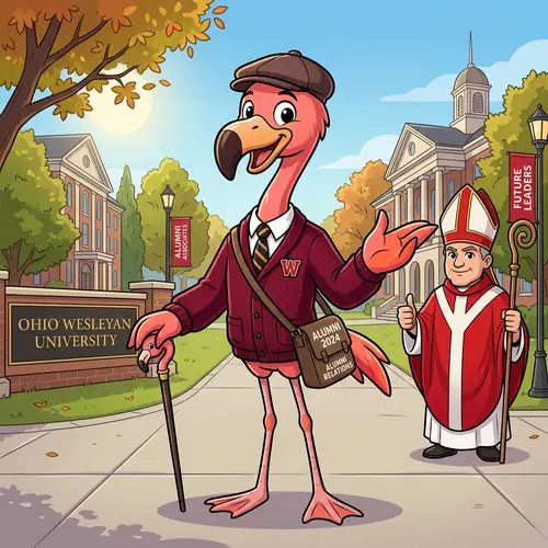 Flamingo Mascot for Ohio Wesleyan Alumni