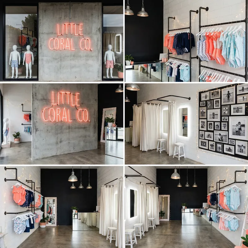 Shabby Chic Kids Swimwear Store | Corals, White, Black, Navy