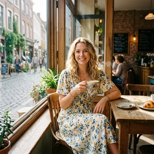 Charming Café Moments: A Woman by the Window