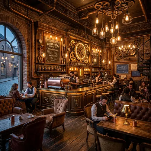 Beautiful Steampunk Coffee Shop Interior Design