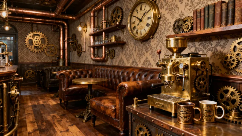 Beautiful Steampunk Coffee Shop Interior Design