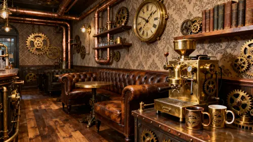 Beautiful Steampunk Coffee Shop Interior Design