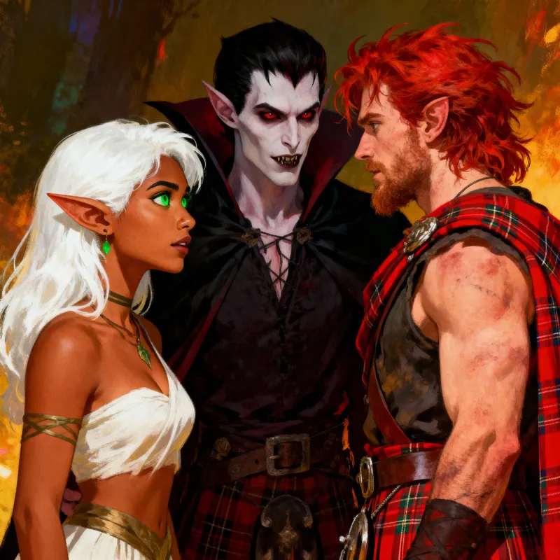 Vampire and Scottish Man with Hispanic Woman