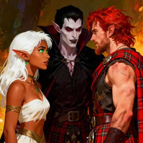 Vampire and Scottish Man with Hispanic Woman