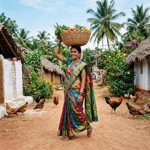 Beautiful Tamil Nadu Woman in Traditional Saree