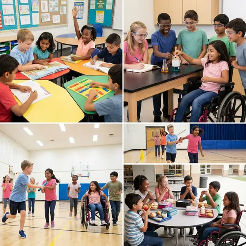 Diverse Group of Children from 2nd to 5th Grades in Educational and Daily Life Scenes