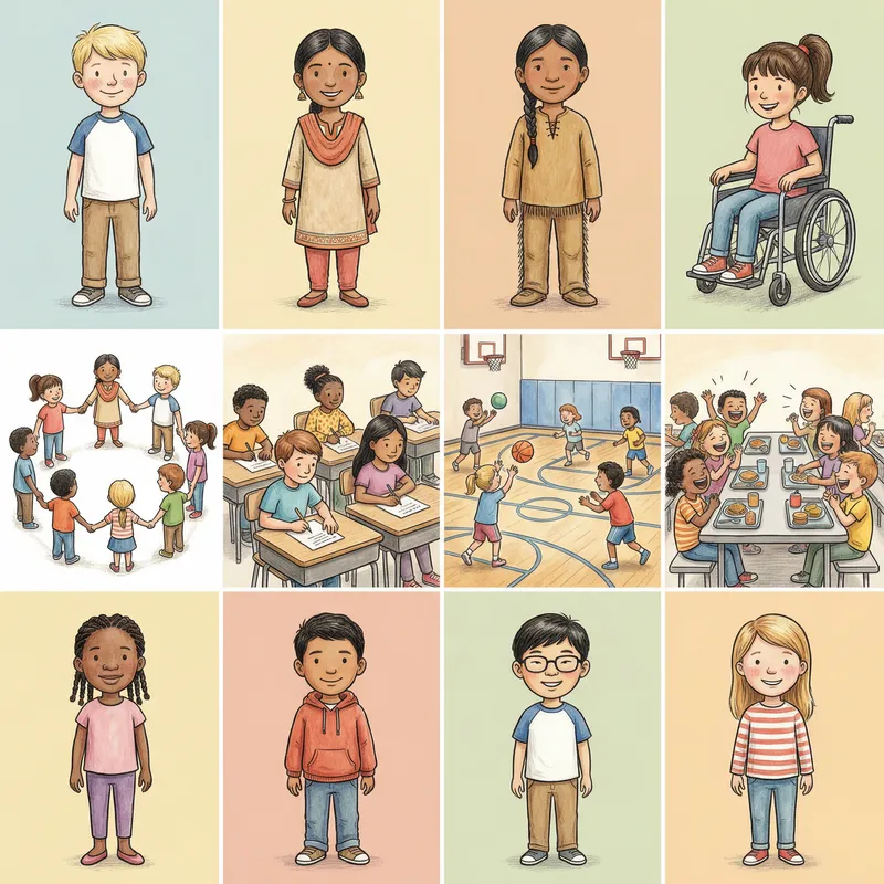 Diverse Children in School Settings: Group & Individual Illustrations Diverse Children in School Settings: Group & Individual Illustrations