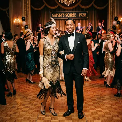Gatsby 1920 Party: Light-Skinned African American Couple