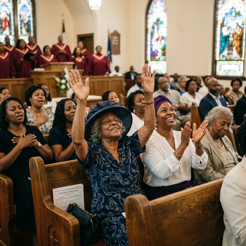 Black Women Praising God at Church
