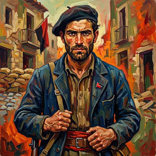 Spanish Anarchist Portrait from the Spanish Civil War Era