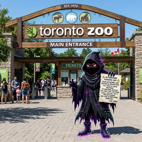 Toronto Zoo Sign: Ransomware Message by Computer Virus
