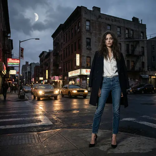 70's Noir Style City Scene at Dusk