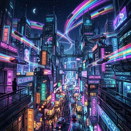 Futuristic Cityscape with Neon Lights | Cyberpunk Nightlife