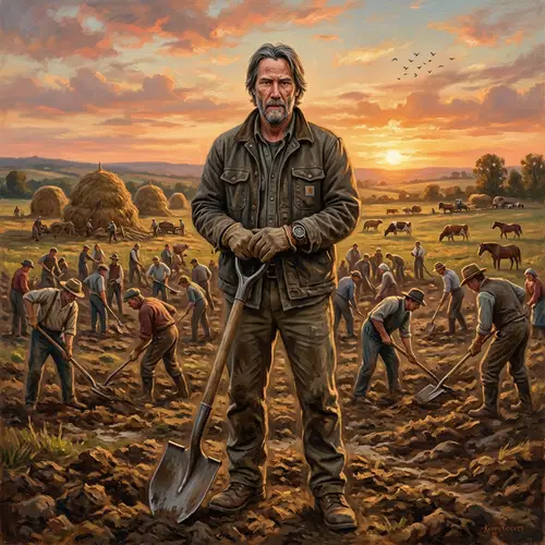 Keanu Reeves Artist at Sunset 90+ Years Tired Mood Masterpiece