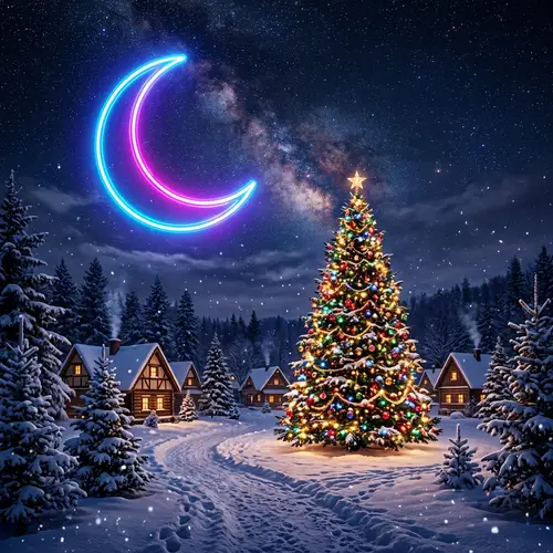 Neon Moon & Christmas Tree - Festive Vibes