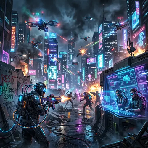 Virtual Reality War, Cyberpunk Scene