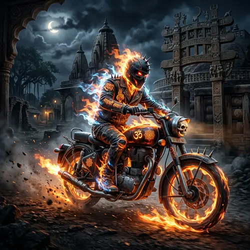 Ghost Rider: Supernatural Motorcycle Daredevil in Indian Setting