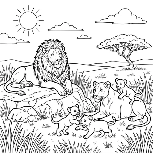 Lions Coloring Page - Fun & Relaxing Art for Kids