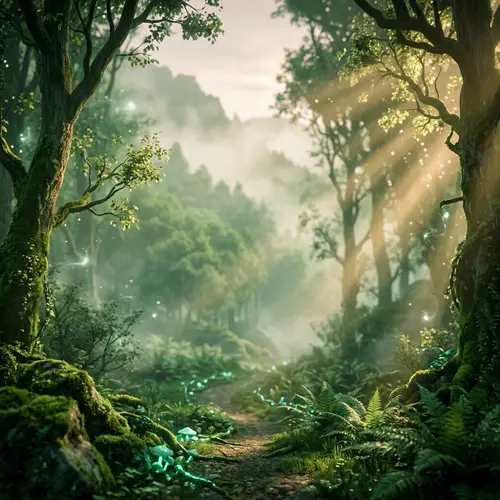 Surreal Misty Forest Illustration | Dawn Landscape Art