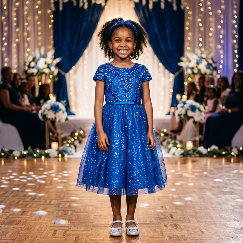 Stunning Black Girl in Sparkly Blue Dress