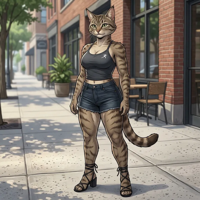 Stylish Cat in Short Outfit & Heels