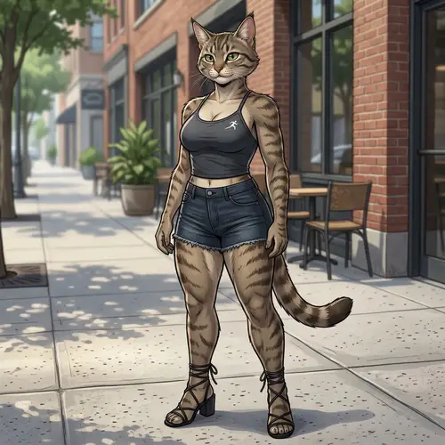 Stylish Cat in Short Outfit & Heels