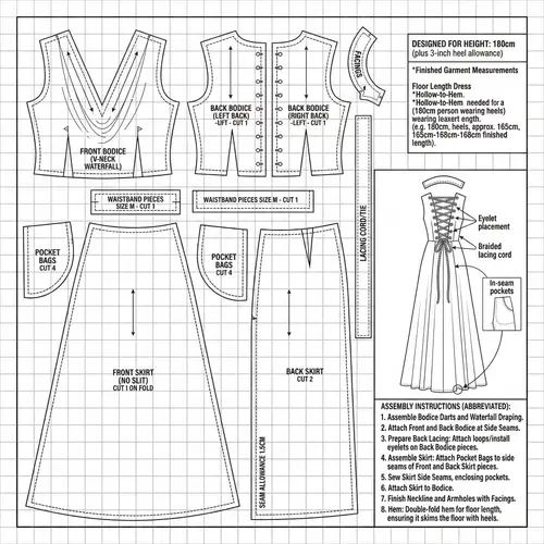 V Neck Waterfall Dress Sewing Pattern