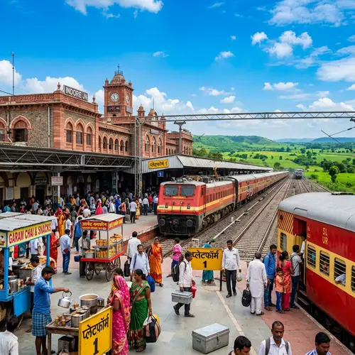 Vibrant Indian Railway Scene | Lush Green Landscape View