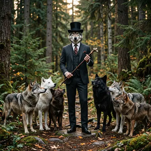 Dapper Sigma Wolf and His Pack