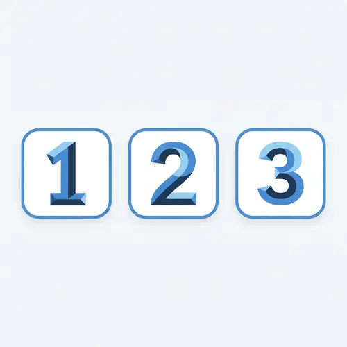 Blue Number Icons 1 to 3 Collection