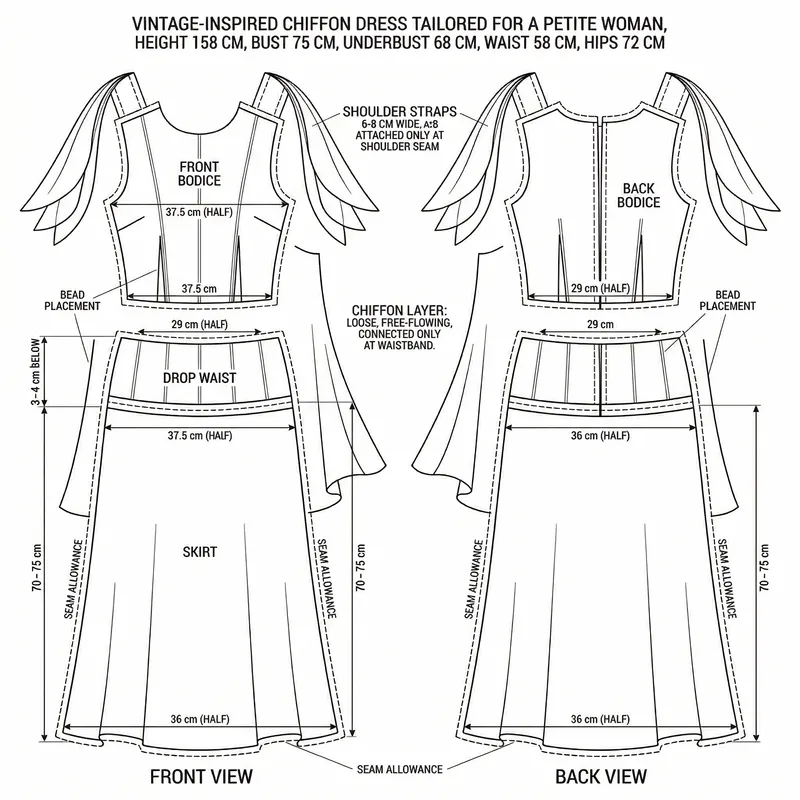 Vintage Chiffon Dress Pattern for Petite Women