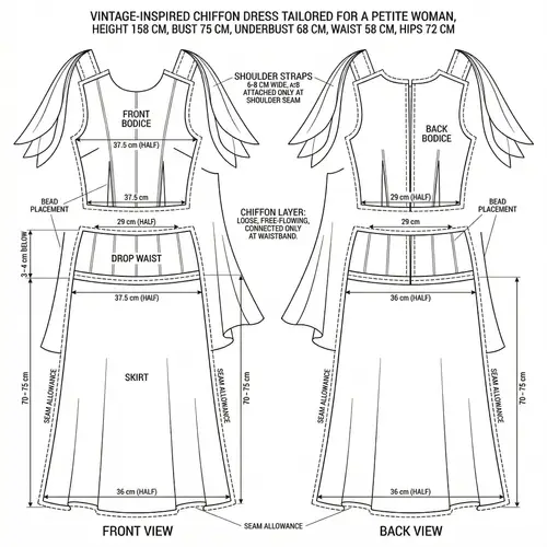 Vintage Chiffon Dress Pattern for Petite Women