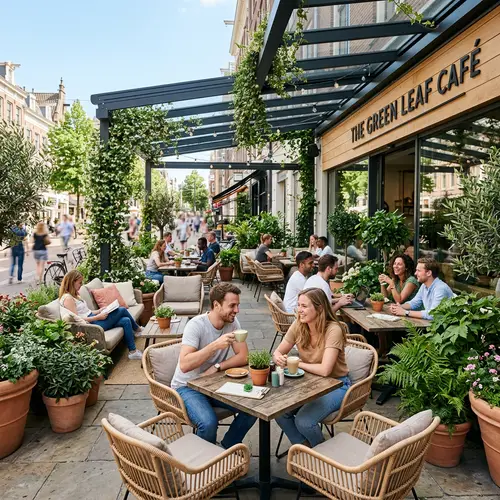 Stylish Modern Cafe Terrace with Outdoor Seating