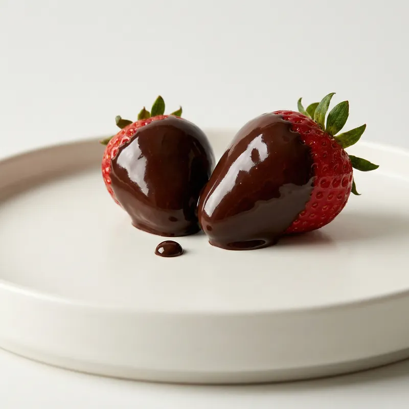 Minimalist Dark Chocolate Covered Strawberries with Dripping Drop