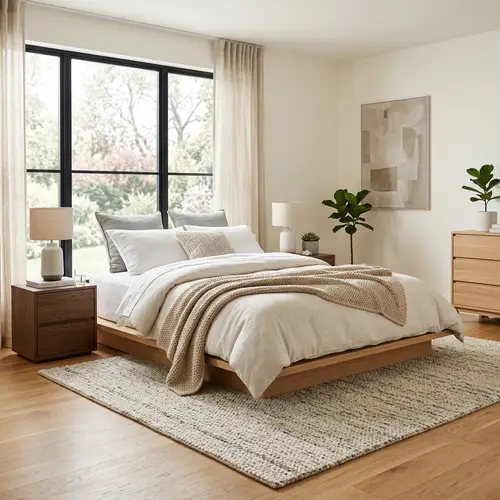 Cozy Modern Interior with Plush Mattress