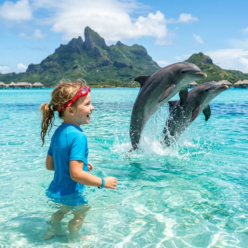 Jade, 6-Year-Old, Interacts with Dolphins in Bora Bora Jade, 6-Year-Old, Interacts with Dolphins in Bora Bora