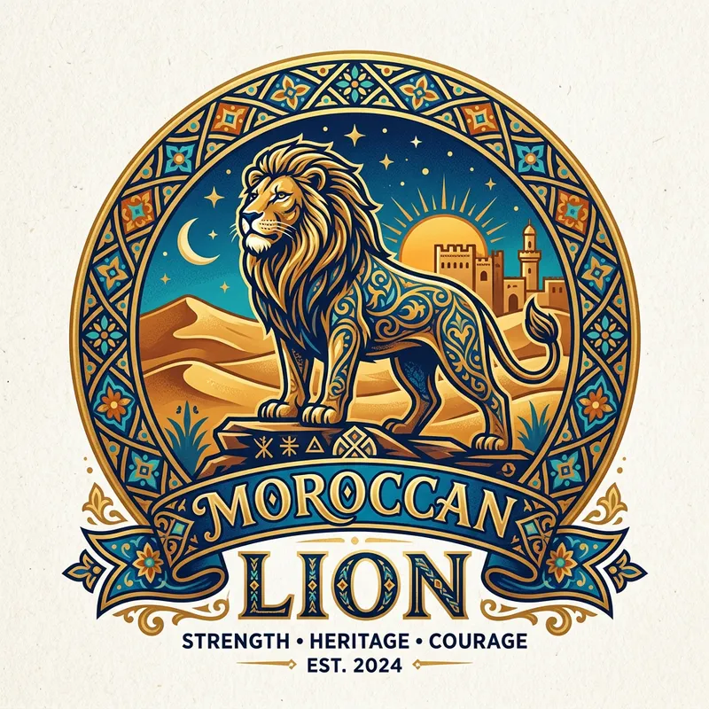 Moroccan Lion Logo | Majestic Pride & Cultural Motifs Moroccan Lion Logo | Majestic Pride & Cultural Motifs