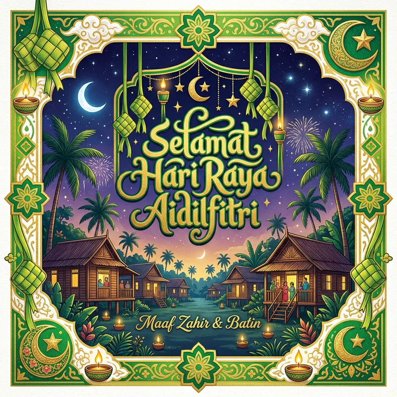 Hari Raya Greeting Poster | Traditional Malay Festivities