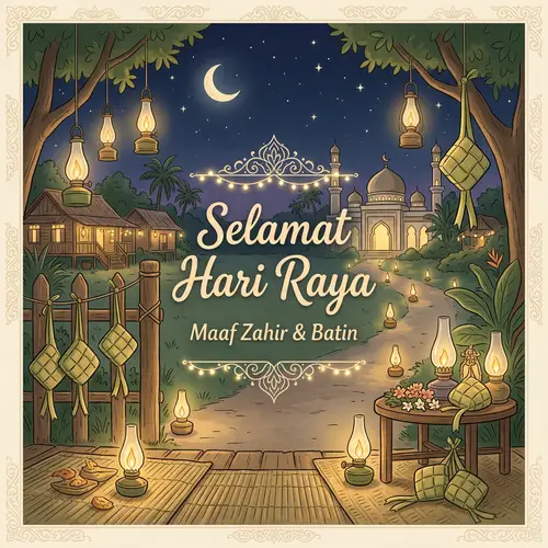 Warm and Simple Hari Raya Greeting Poster Design