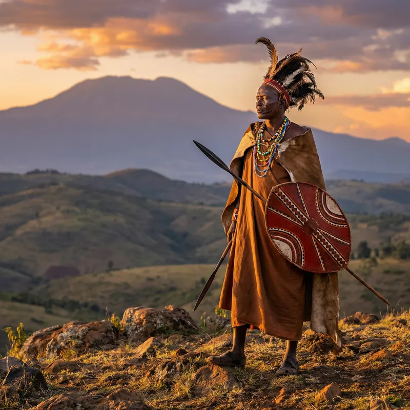 Traditional Kikuyu Warrior in Central Highlands of Kenya